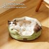 imageBedsure Self Warming Cat Bed  Round Cat Beds for Indoor Cats Washable Pet Bed for Puppy and Kitten with SlipResistant Bottom 20 Inches Self Warming Grey NonElectricPale Bean Green