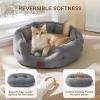 imageBedsure Self Warming Cat Bed  Round Cat Beds for Indoor Cats Washable Pet Bed for Puppy and Kitten with SlipResistant Bottom 20 Inches Self Warming Grey NonElectricSelf Warming Grey