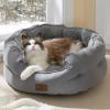 imageBedsure Self Warming Cat Bed  Round Cat Beds for Indoor Cats Washable Pet Bed for Puppy and Kitten with SlipResistant Bottom 20 Inches Self Warming Grey NonElectricSelf Warming Grey