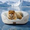 imageBedsure Self Warming Cat Bed  Round Cat Beds for Indoor Cats Washable Pet Bed for Puppy and Kitten with SlipResistant Bottom 20 Inches Self Warming Grey NonElectricArctic Cooling Blue