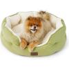 imageBedsure Self Warming Cat Bed  Round Cat Beds for Indoor Cats Washable Pet Bed for Puppy and Kitten with SlipResistant Bottom 20 Inches Self Warming Grey NonElectricPale Bean Green
