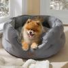 imageBedsure Self Warming Cat Bed  Round Cat Beds for Indoor Cats Washable Pet Bed for Puppy and Kitten with SlipResistant Bottom 20 Inches Self Warming Grey NonElectricSelf Warming Grey