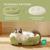 imageBedsure Self Warming Cat Bed  Round Cat Beds for Indoor Cats Washable Pet Bed for Puppy and Kitten with SlipResistant Bottom 20 Inches Self Warming Grey NonElectricPale Bean Green