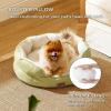 imageBedsure Self Warming Cat Bed  Round Cat Beds for Indoor Cats Washable Pet Bed for Puppy and Kitten with SlipResistant Bottom 20 Inches Self Warming Grey NonElectricPale Bean Green