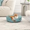 imageBedsure Self Warming Cat Bed  Round Cat Beds for Indoor Cats Washable Pet Bed for Puppy and Kitten with SlipResistant Bottom 20 Inches Self Warming Grey NonElectricWashed Blue