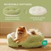 imageBedsure Self Warming Cat Bed  Round Cat Beds for Indoor Cats Washable Pet Bed for Puppy and Kitten with SlipResistant Bottom 20 Inches Self Warming Grey NonElectricPale Bean Green
