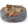 imageBedsure Self Warming Cat Bed  Round Cat Beds for Indoor Cats Washable Pet Bed for Puppy and Kitten with SlipResistant Bottom 20 Inches Self Warming Grey NonElectricSelf Warming Grey