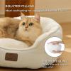 imageBedsure Self Warming Cat Bed  Round Cat Beds for Indoor Cats Washable Pet Bed for Puppy and Kitten with SlipResistant Bottom 20 Inches Self Warming Grey NonElectricIvory