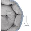 imageBedsure Self Warming Cat Bed  Round Cat Beds for Indoor Cats Washable Pet Bed for Puppy and Kitten with SlipResistant Bottom 20 Inches Self Warming Grey NonElectricFrost Blue