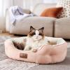 imageBedsure Self Warming Cat Bed  Round Cat Beds for Indoor Cats Washable Pet Bed for Puppy and Kitten with SlipResistant Bottom 20 Inches Self Warming Grey NonElectricPeach Pink