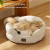 imageBedsure Self Warming Cat Bed  Round Cat Beds for Indoor Cats Washable Pet Bed for Puppy and Kitten with SlipResistant Bottom 20 Inches Self Warming Grey NonElectricIvory