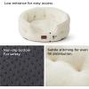 imageBedsure Self Warming Cat Bed  Round Cat Beds for Indoor Cats Washable Pet Bed for Puppy and Kitten with SlipResistant Bottom 20 Inches Self Warming Grey NonElectricIvory