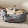 imageBedsure Self Warming Cat Bed  Round Cat Beds for Indoor Cats Washable Pet Bed for Puppy and Kitten with SlipResistant Bottom 20 Inches Self Warming Grey NonElectricSelf Warming Grey