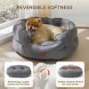 imageBedsure Self Warming Cat Bed  Round Cat Beds for Indoor Cats Washable Pet Bed for Puppy and Kitten with SlipResistant Bottom 20 Inches Self Warming Grey NonElectricSelf Warming Grey