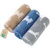 imageBedsure 1 Pack 3 Dog Blankets for Small Dogs Super Soft Puppy Blanket with Fluffy Premium Fleece Flannel Cat Blanket for Crate amp Indoor Portable Throw Pet Blanket Paw BrownGreyCream 23x16 inDog