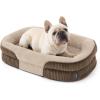 imageBedsure Orthopedic Dog Beds Large Sized Dog  360 Oval Bolster Large Dogs Bed for Senior Dogs with Waterproof Washable Cover Big Comfort Pet Sofa Couch with UltraSoft Fleece Grey 35Walnut