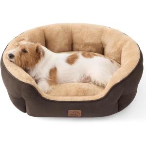 imageBedsure Self Warming Cat Bed  Round Cat Beds for Indoor Cats Washable Pet Bed for Puppy and Kitten with SlipResistant Bottom 20 Inches Self Warming Grey NonElectricBrown