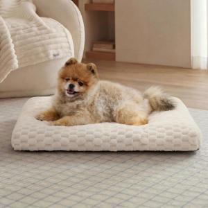 imageBedsure XL Washable Dog Bed for Crate Soft Fluffy Bubble Fleece Pet Bed Mat for Deep Sleep NonSlip Machine Washable Kennel Sleeping Pad for Extra Large Dogs for CrateFloorCar 41x27x35BeigeBeige