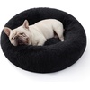 image:imageBedsure Calming Donut Cat Bed  Fluffy Plush Round Pet Bed for Kitten amp Puppy Washable AntiAnxiety Soft Comfy Cuddler 20x20 Inches Brown Basic VersionBlack