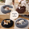 image:imageBedsure Calming Donut Cat Bed  Fluffy Plush Round Pet Bed for Kitten amp Puppy Washable AntiAnxiety Soft Comfy Cuddler 20x20 Inches Brown Basic VersionGrey