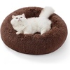 image:imageBedsure Calming Donut Cat Bed  Fluffy Plush Round Pet Bed for Kitten amp Puppy Washable AntiAnxiety Soft Comfy Cuddler 20x20 Inches Brown Basic VersionBrown