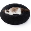 image:imageBedsure Calming Donut Cat Bed  Fluffy Plush Round Pet Bed for Kitten amp Puppy Washable AntiAnxiety Soft Comfy Cuddler 20x20 Inches Brown Basic VersionBlack