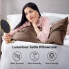 image:imageBedsure Satin Pillowcases Similar to Silk Pillow Cases Queen Size Set of 2 Pure White Cooling Pillow Case for Sleeping Women with Envelope Closure Gifts for Women Men 20x30 Inches 2pcs25  Brown