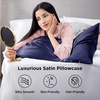 image:imageBedsure Satin Pillowcases Similar to Silk Pillow Cases Queen Size Set of 2 Pure White Cooling Pillow Case for Sleeping Women with Envelope Closure Gifts for Women Men 20x30 Inches 2pcs08  Navy