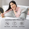 image:imageBedsure Satin Pillowcases Similar to Silk Pillow Cases Queen Size Set of 2 Pure White Cooling Pillow Case for Sleeping Women with Envelope Closure Gifts for Women Men 20x30 Inches 2pcs01  Silver Grey