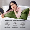 image:imageBedsure Satin Pillowcases Similar to Silk Pillow Cases Queen Size Set of 2 Pure White Cooling Pillow Case for Sleeping Women with Envelope Closure Gifts for Women Men 20x30 Inches 2pcs20  Moss