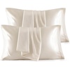 image:imageBedsure Satin Pillowcases Similar to Silk Pillow Cases Queen Size Set of 2 Pure White Cooling Pillow Case for Sleeping Women with Envelope Closure Gifts for Women Men 20x30 Inches 2pcs03  Beige