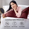 image:imageBedsure Satin Pillowcases Similar to Silk Pillow Cases Queen Size Set of 2 Pure White Cooling Pillow Case for Sleeping Women with Envelope Closure Gifts for Women Men 20x30 Inches 2pcs12  Burgundy