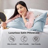 image:imageBedsure Satin Pillowcases Similar to Silk Pillow Cases Queen Size Set of 2 Pure White Cooling Pillow Case for Sleeping Women with Envelope Closure Gifts for Women Men 20x30 Inches 2pcs23  Stone Blue