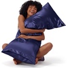 image:imageBedsure Satin Pillowcases Similar to Silk Pillow Cases Queen Size Set of 2 Pure White Cooling Pillow Case for Sleeping Women with Envelope Closure Gifts for Women Men 20x30 Inches 2pcs08  Navy
