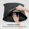 image:imageBedsure Satin Pillowcases Similar to Silk Pillow Cases Queen Size Set of 2 Pure White Cooling Pillow Case for Sleeping Women with Envelope Closure Gifts for Women Men 20x30 Inches 2pcs06  Black