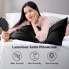 image:imageBedsure Satin Pillowcases Similar to Silk Pillow Cases Queen Size Set of 2 Pure White Cooling Pillow Case for Sleeping Women with Envelope Closure Gifts for Women Men 20x30 Inches 2pcs06  Black