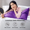 image:imageBedsure Satin Pillowcases Similar to Silk Pillow Cases Queen Size Set of 2 Pure White Cooling Pillow Case for Sleeping Women with Envelope Closure Gifts for Women Men 20x30 Inches 2pcs10  Purple