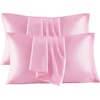 image:imageBedsure Satin Pillowcases Similar to Silk Pillow Cases Queen Size Set of 2 Pure White Cooling Pillow Case for Sleeping Women with Envelope Closure Gifts for Women Men 20x30 Inches 2pcs04  Pink