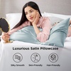 image:imageBedsure Satin Pillowcases Similar to Silk Pillow Cases Queen Size Set of 2 Pure White Cooling Pillow Case for Sleeping Women with Envelope Closure Gifts for Women Men 20x30 Inches 2pcs11  Light Turquoise