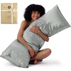 image:imageBedsure Satin Pillowcases Similar to Silk Pillow Cases Queen Size Set of 2 Pure White Cooling Pillow Case for Sleeping Women with Envelope Closure Gifts for Women Men 20x30 Inches 2pcs01  Silver Grey