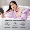 image:imageBedsure Satin Pillowcases Similar to Silk Pillow Cases Queen Size Set of 2 Pure White Cooling Pillow Case for Sleeping Women with Envelope Closure Gifts for Women Men 20x30 Inches 2pcs18  Lavender