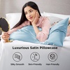 image:imageBedsure Satin Pillowcases Similar to Silk Pillow Cases Queen Size Set of 2 Pure White Cooling Pillow Case for Sleeping Women with Envelope Closure Gifts for Women Men 20x30 Inches 2pcs13  Aqua