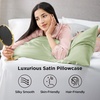 image:imageBedsure Satin Pillowcases Similar to Silk Pillow Cases Queen Size Set of 2 Pure White Cooling Pillow Case for Sleeping Women with Envelope Closure Gifts for Women Men 20x30 Inches 2pcs21  Sage Green