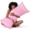 image:imageBedsure Satin Pillowcases Similar to Silk Pillow Cases Queen Size Set of 2 Pure White Cooling Pillow Case for Sleeping Women with Envelope Closure Gifts for Women Men 20x30 Inches 2pcs04  Pink