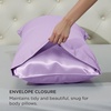 image:imageBedsure Satin Pillowcases Similar to Silk Pillow Cases Queen Size Set of 2 Pure White Cooling Pillow Case for Sleeping Women with Envelope Closure Gifts for Women Men 20x30 Inches 2pcs18  Lavender