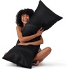 image:imageBedsure Satin Pillowcases Similar to Silk Pillow Cases Queen Size Set of 2 Pure White Cooling Pillow Case for Sleeping Women with Envelope Closure Gifts for Women Men 20x30 Inches 2pcs06  Black
