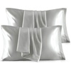 image:imageBedsure Satin Pillowcases Similar to Silk Pillow Cases Queen Size Set of 2 Pure White Cooling Pillow Case for Sleeping Women with Envelope Closure Gifts for Women Men 20x30 Inches 2pcs01  Silver Grey
