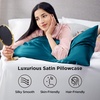 image:imageBedsure Satin Pillowcases Similar to Silk Pillow Cases Queen Size Set of 2 Pure White Cooling Pillow Case for Sleeping Women with Envelope Closure Gifts for Women Men 20x30 Inches 2pcs14  Teal