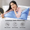 image:imageBedsure Satin Pillowcases Similar to Silk Pillow Cases Queen Size Set of 2 Pure White Cooling Pillow Case for Sleeping Women with Envelope Closure Gifts for Women Men 20x30 Inches 2pcs28  Sky Blue