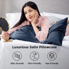 image:imageBedsure Satin Pillowcases Similar to Silk Pillow Cases Queen Size Set of 2 Pure White Cooling Pillow Case for Sleeping Women with Envelope Closure Gifts for Women Men 20x30 Inches 2pcs07  Blue